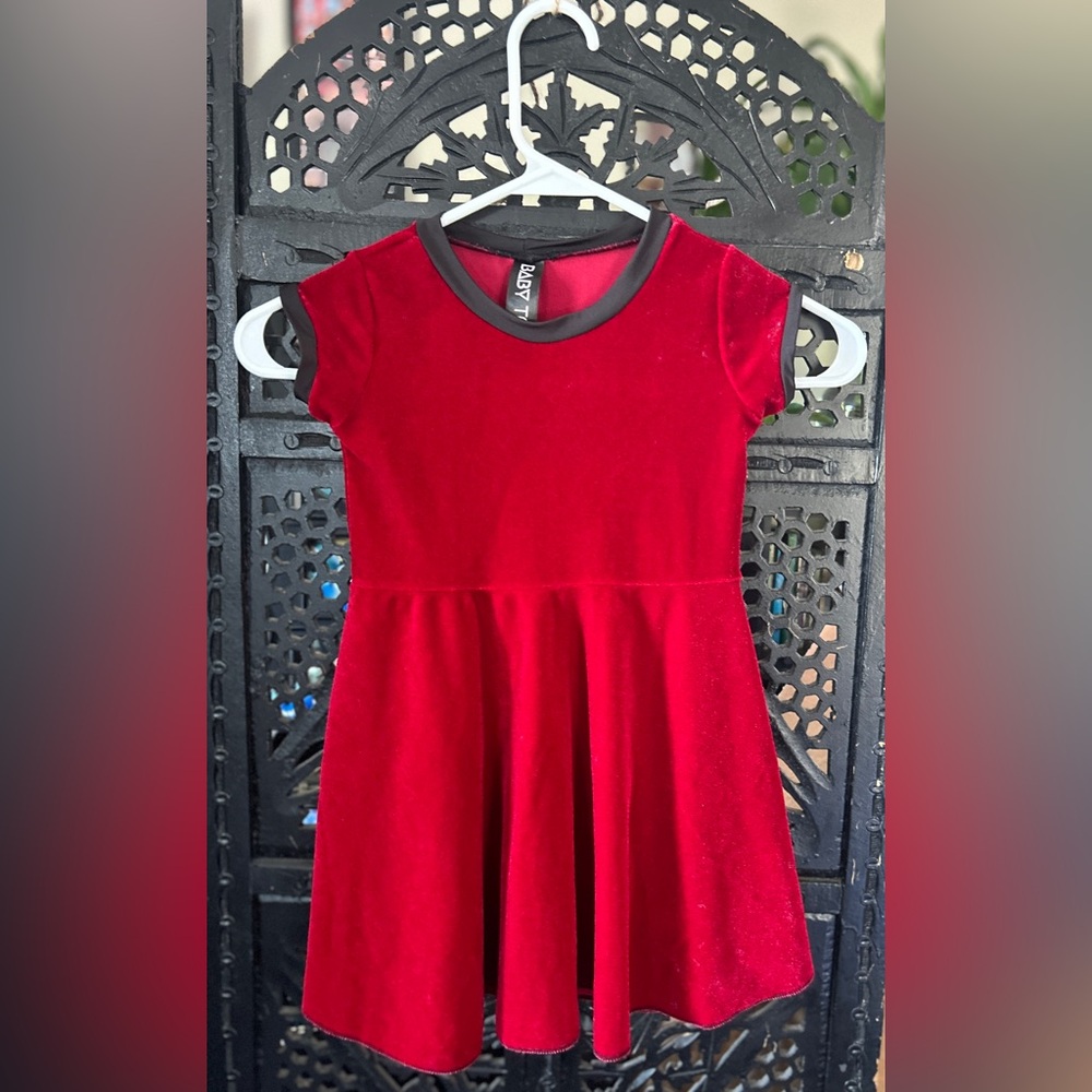Girls Red Velvet Dress